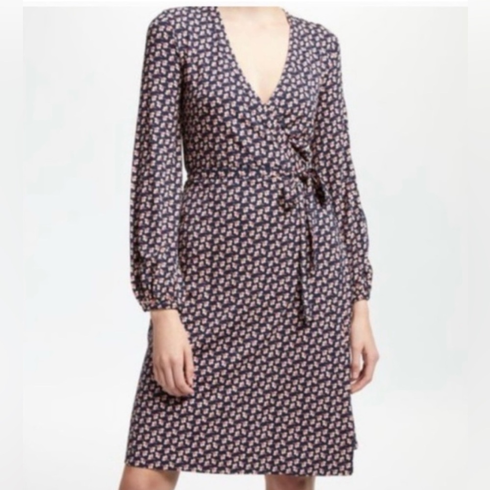 Boden Elodie Blue/Pink Floral Wrap Dress size 6R